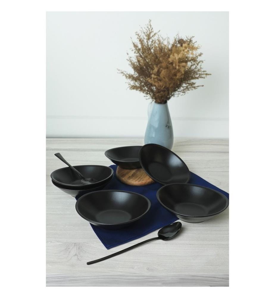 Set di 6 ciotole in ceramica - Nero opaco