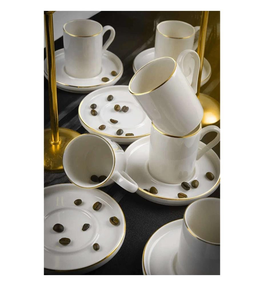 Set aus 12 Kaffeebechern - Weiss/Gold