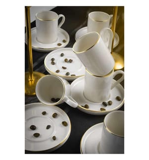 Set aus 12 Kaffeebechern - Weiss/Gold
