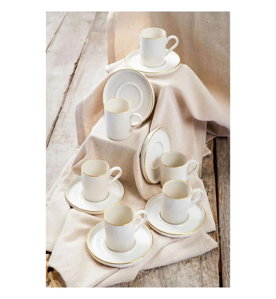 Set aus 12 Kaffeebechern - Weiss/Gold