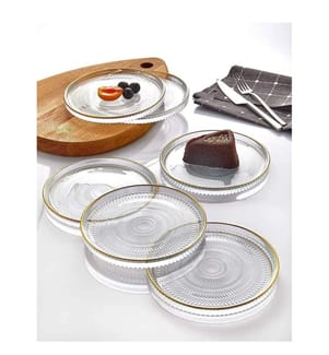 6er-Set Dessertteller – Goldfarben und transparent