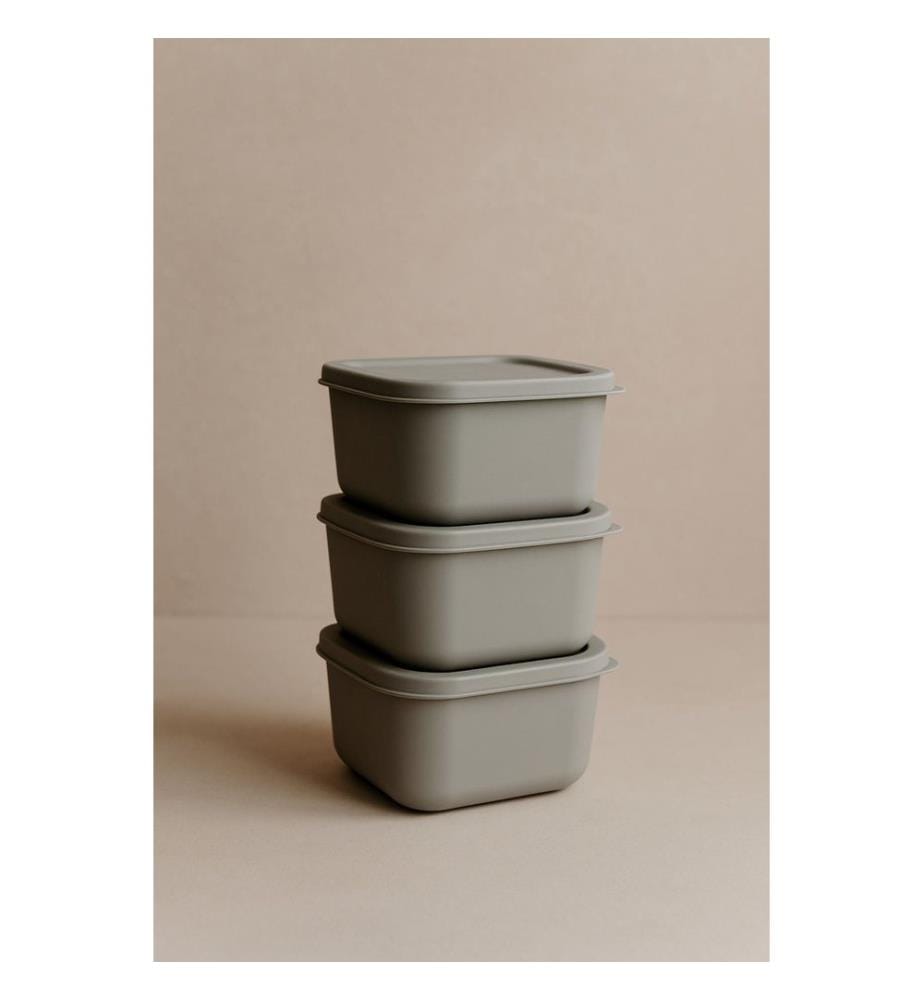 Storage Box Set, 3 Pieces, 100% PLASTIC, Grey