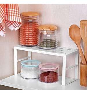 Küchenorganizer, 4-teilig, 100 % Edelstahl, Weiss