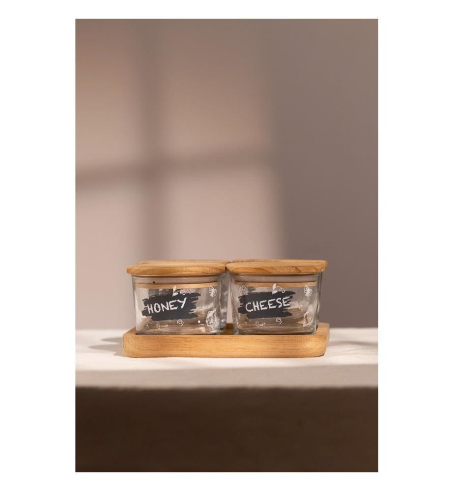 Set di scatole portaoggetti, 4 pezzi, trasparenti, 100% vetro