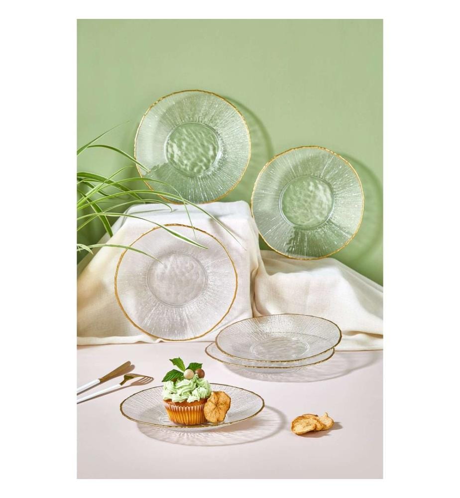 Dessertteller-Set, 6-teilig, transparent, 100 % Glas