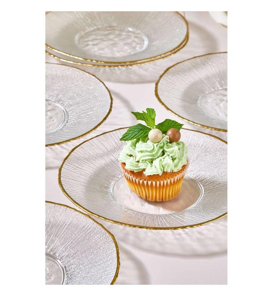 Dessertteller-Set, 6-teilig, transparent, 100 % Glas