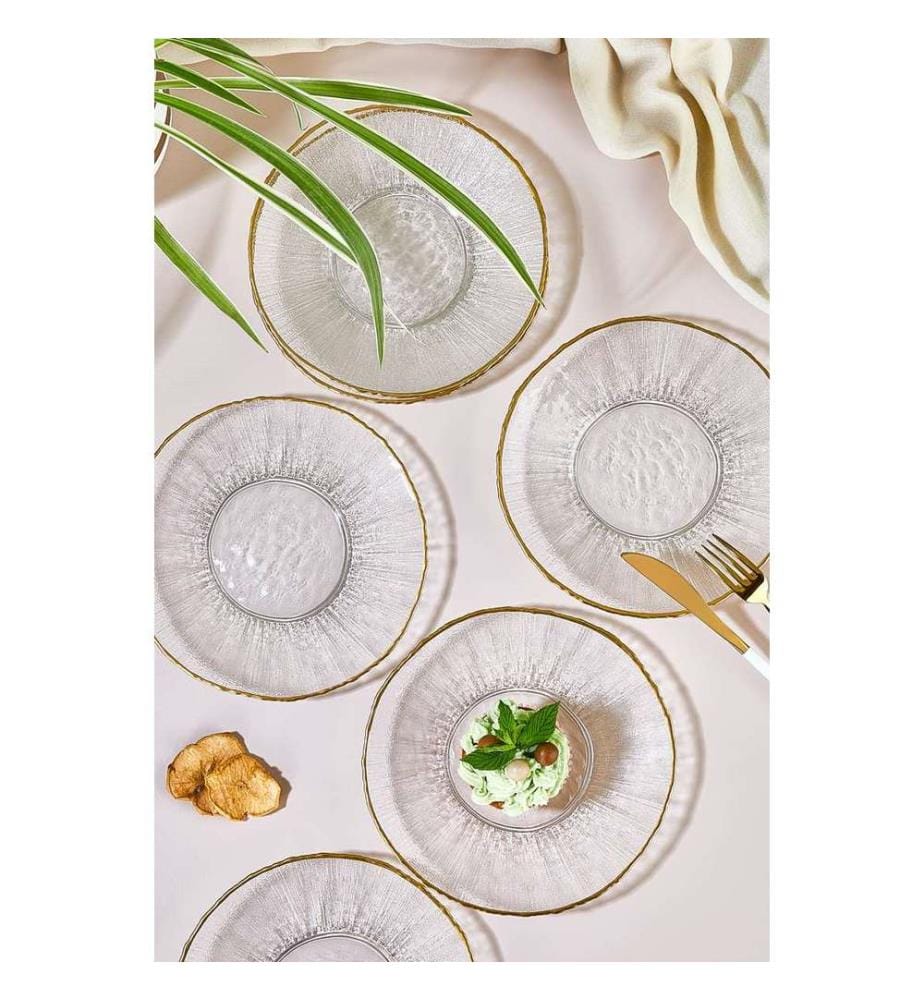Dessertteller-Set, 6-teilig, transparent, 100 % Glas