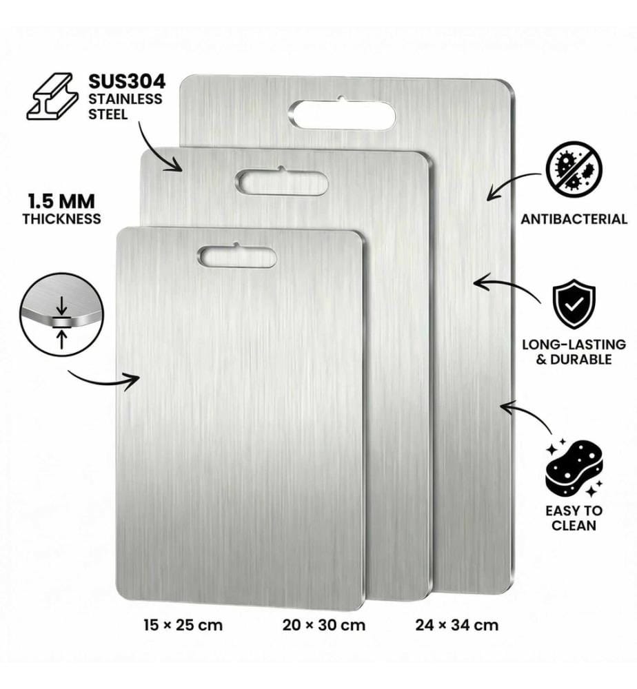 Schneidebrett-Set (3-teilig) – Silber