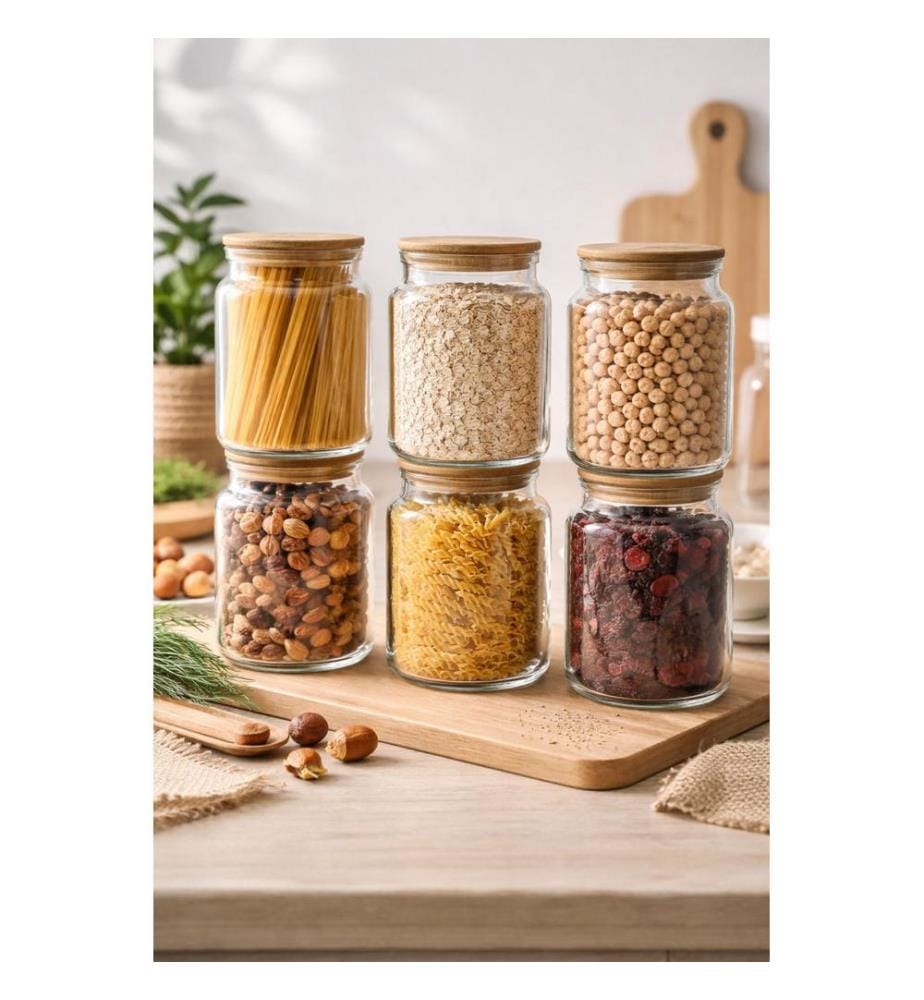 Set di barattoli, 18 pezzi, 100% vetro, trasparenti