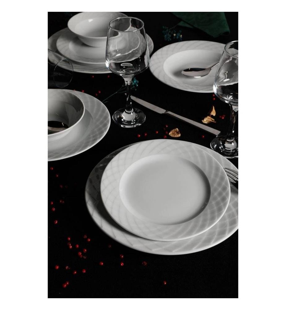Dinner Set, 24 Pieces, White, Porcelain