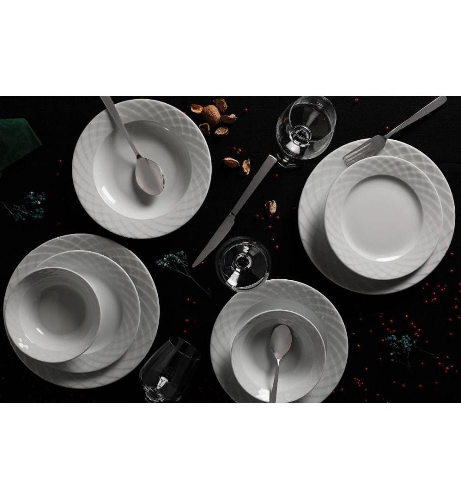 Dinner Set, 24 Pieces, White, Porcelain