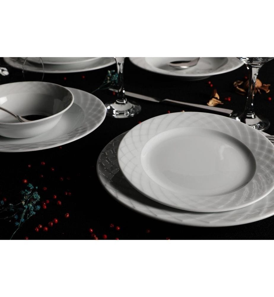 Dinner Set, 24 Pieces, White, Porcelain