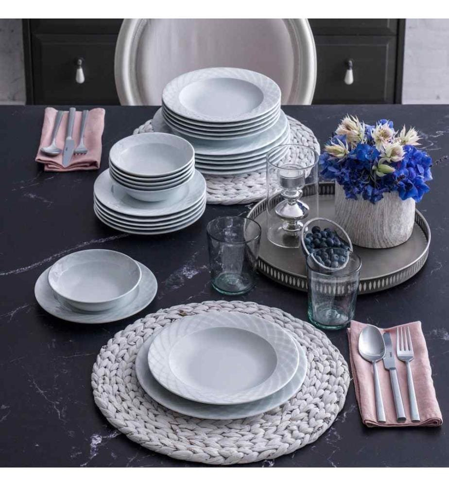Dinner Set, 24 Pieces, White, Porcelain