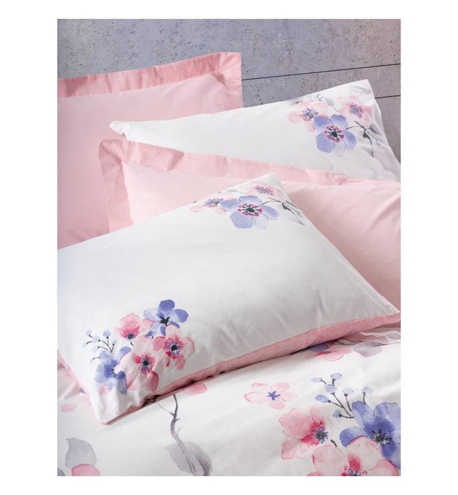 Ranforce King Quilt Cover Set, Pink White Purple, Cotton Ranforce