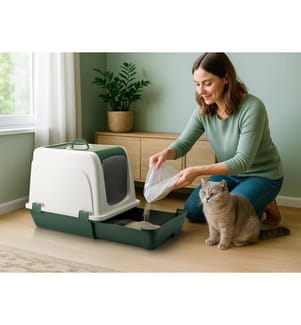Bac à litière pour chat - Vert pastel