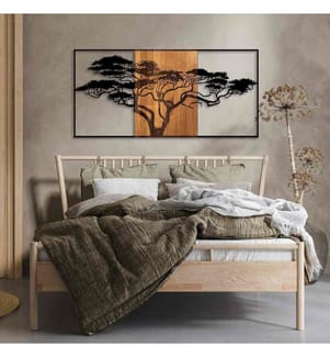 Dekoratives Wandaccessoire aus Holz, Schwarznuss, 50% Holz - 50% Metall