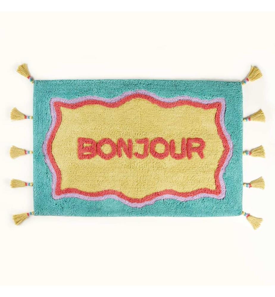 Bathmat, Yellow, Green, 100% COTTON