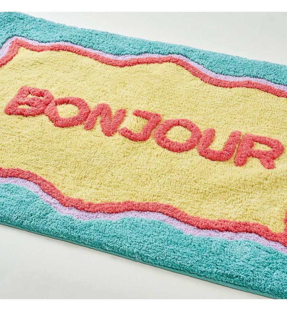 Bathmat, Yellow, Green, 100% COTTON