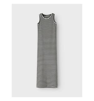 Langes Kleid - Bright White W Black Stripes