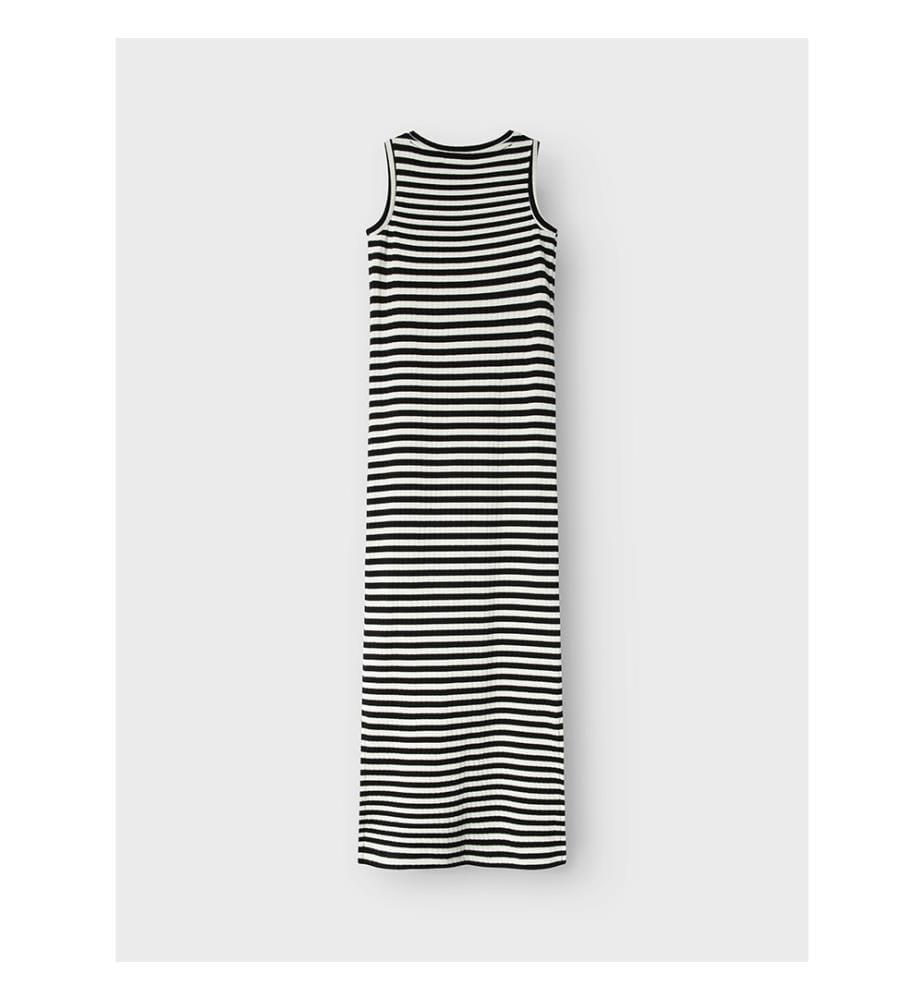 Langes Kleid - Bright White W Black Stripes
