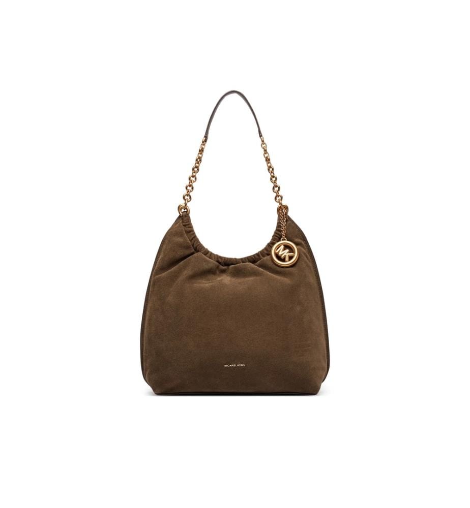 Indie Large Schultertasche aus Leder und Wildleder