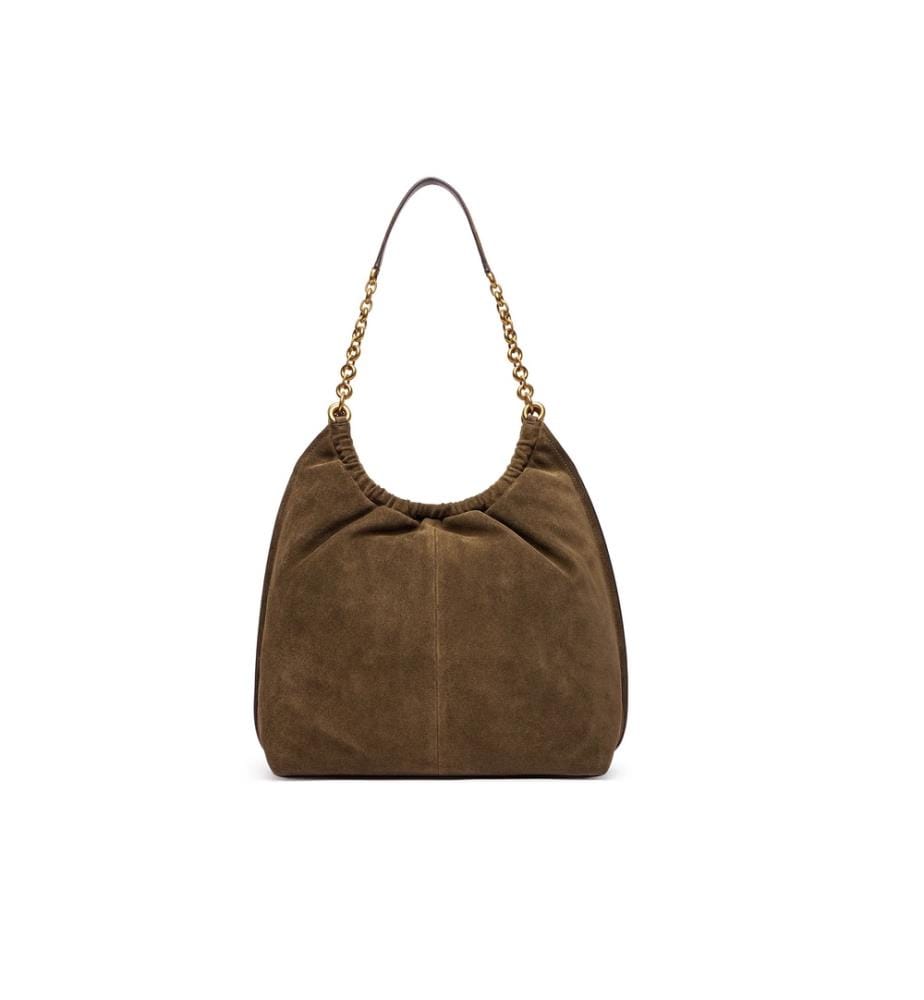 Indie Large Schultertasche aus Leder und Wildleder