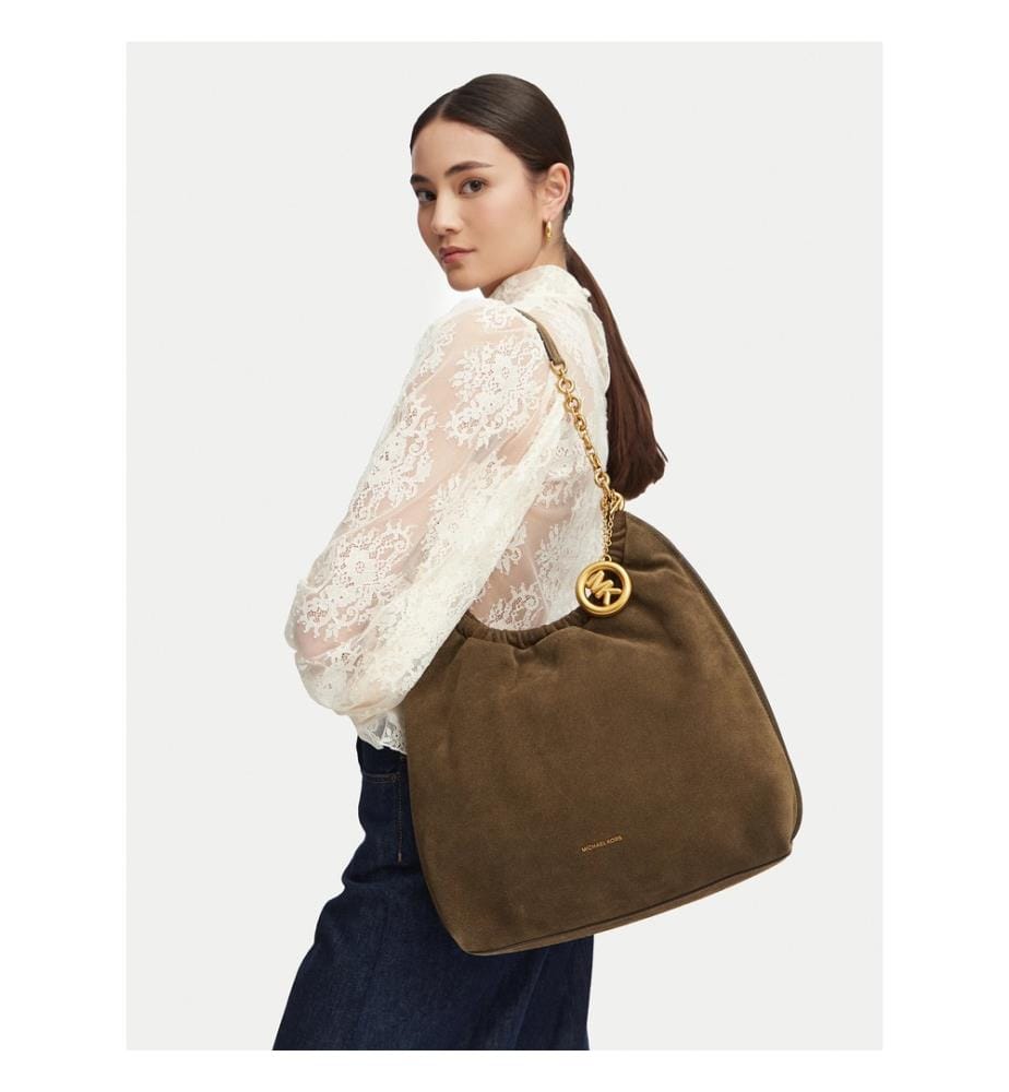 Indie Large Schultertasche aus Leder und Wildleder