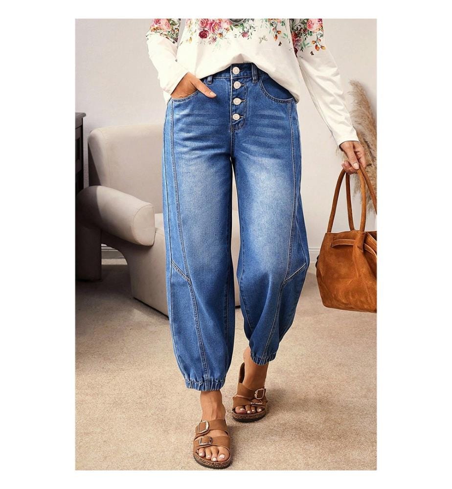 Jeans affusolati a 4 bottoni - Blu