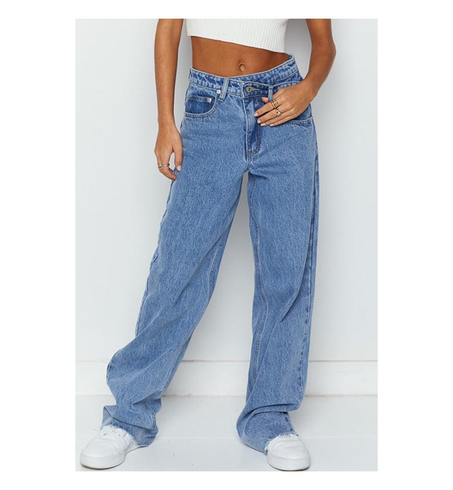 Jeans asimmetrici a gamba larga - Blu