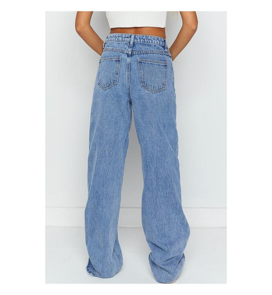 Jeans asimmetrici a gamba larga - Blu