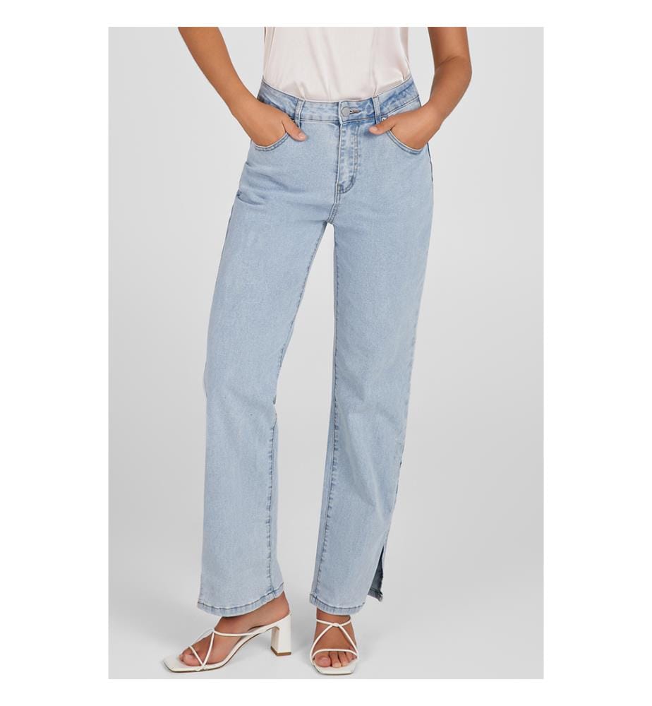 Jeans svasati a vita alta Split - Blu cielo