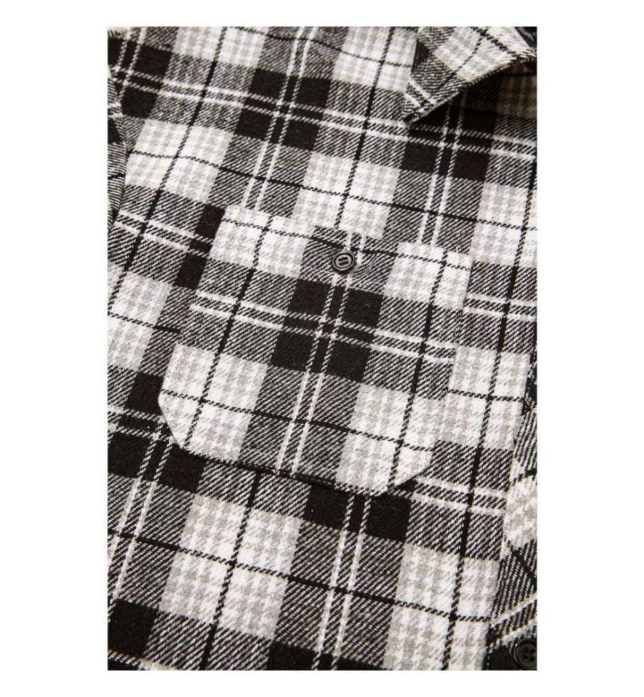 Schwarzes Kariertes Button-Down-Hemd Mit Brusttaschen - Black