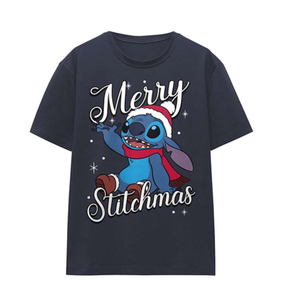 T-Shirt Lilo & Stitch, Merry Stitchmas Schal - Deep Navy