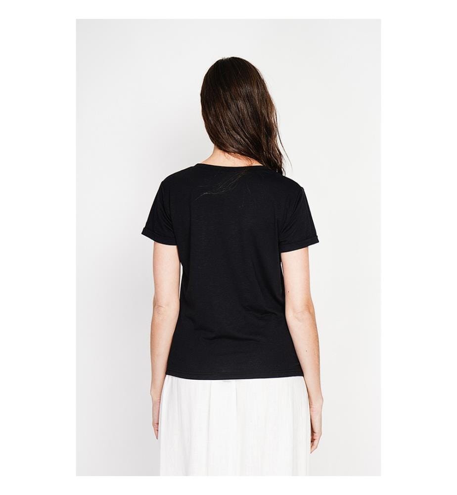 T-Shirt mit V-Ausschnitt - Schwarz