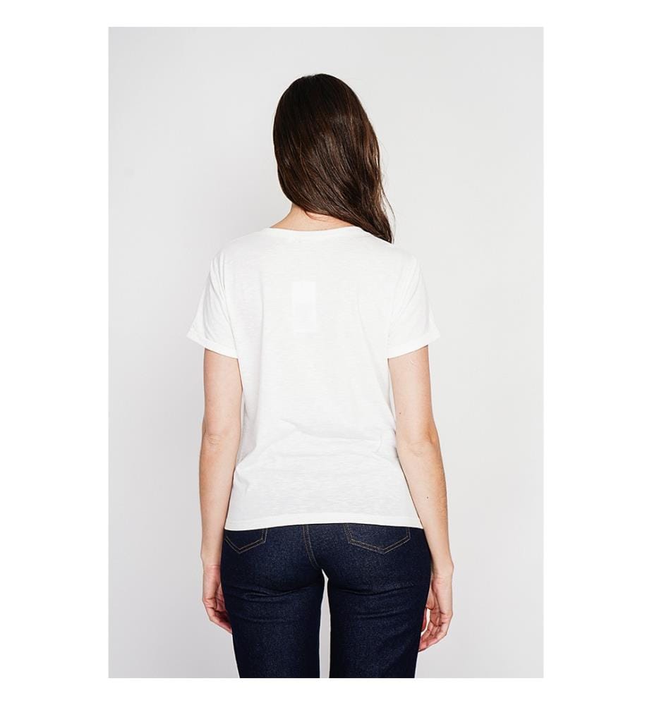 T-Shirt mit V-Ausschnitt - Weiss