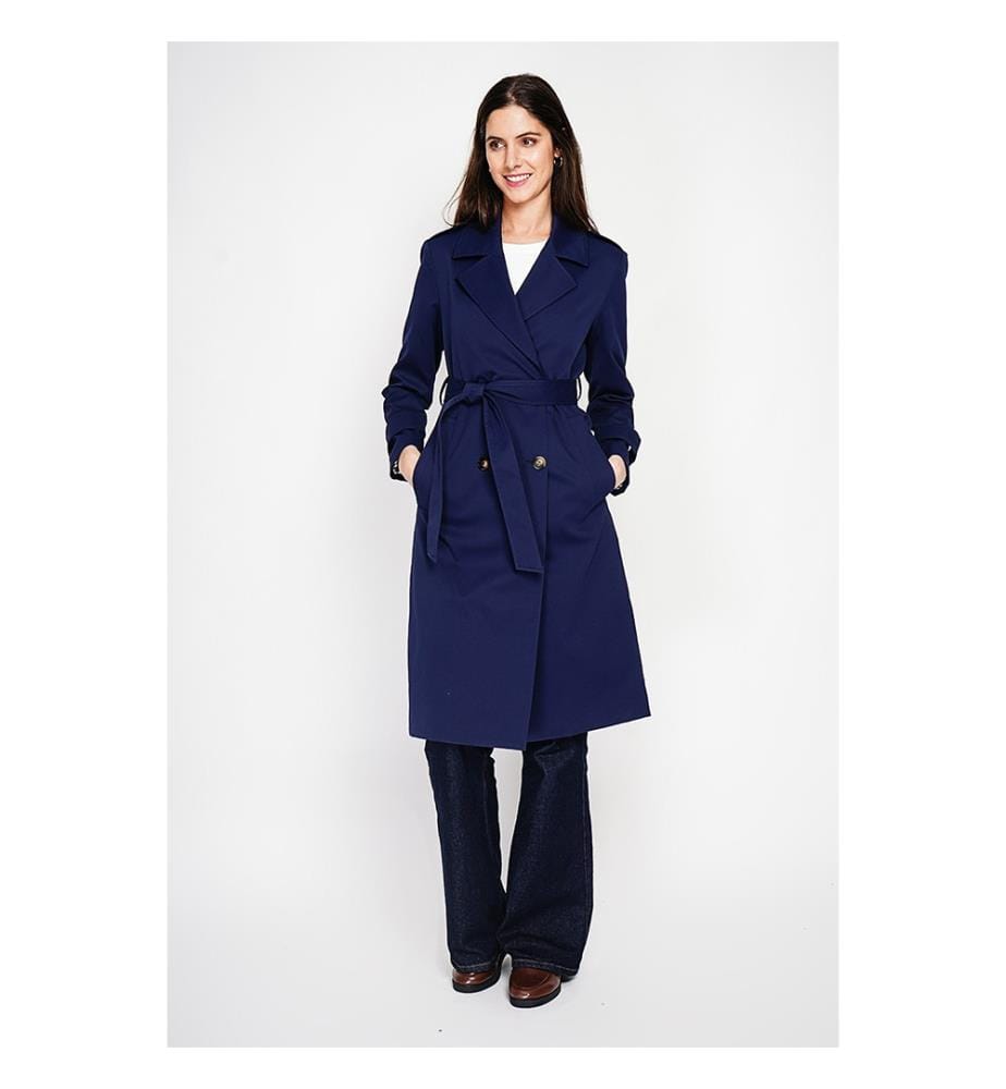 Trench con cintura - Blu navy