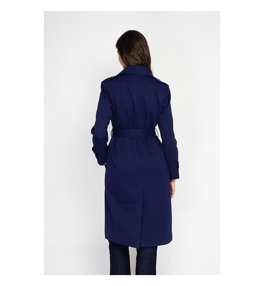 Trench con cintura - Blu navy