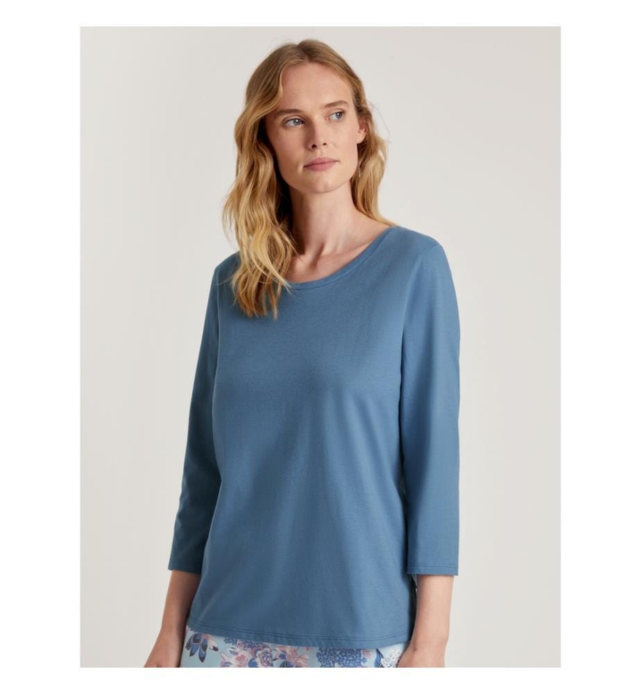 T-shirt con maniche a 3/4 - Cotone blu