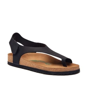 Ledersandalen mit anatomisch geformtem Korkfussbett - Schwarz