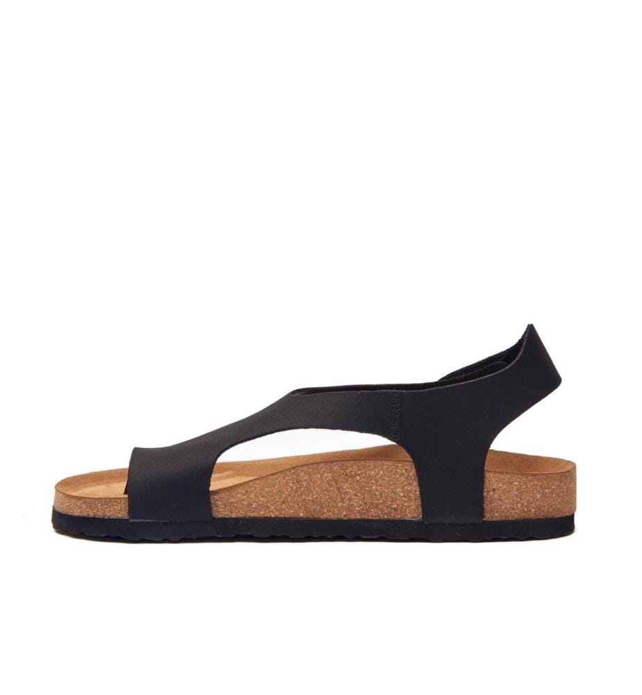 Ledersandalen mit anatomisch geformtem Korkfussbett - Schwarz