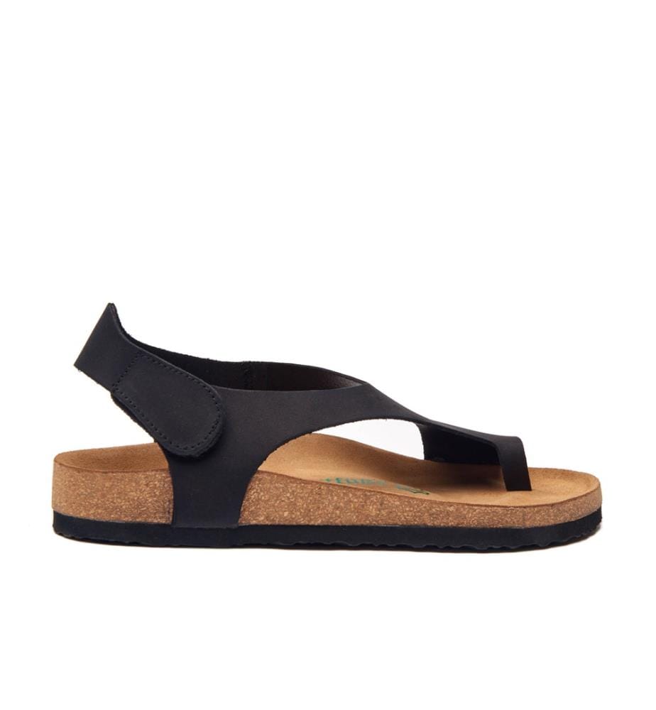 Ledersandalen mit anatomisch geformtem Korkfussbett - Schwarz