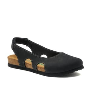 Lederflats mit Korkfussbett - Schwarz-Nubuk