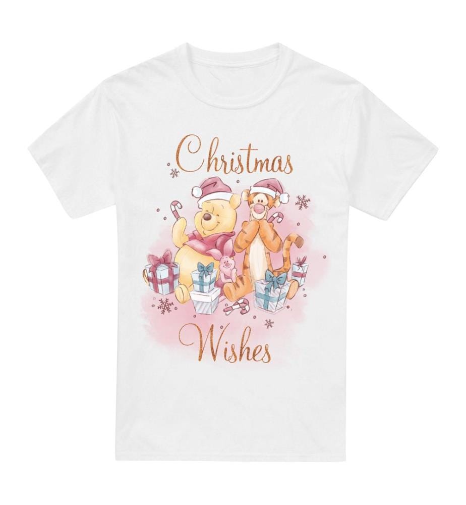 T-Shirt Winnie The Pooh Christmas Wishes With Pooh, Tigger, Piglet - Blanc