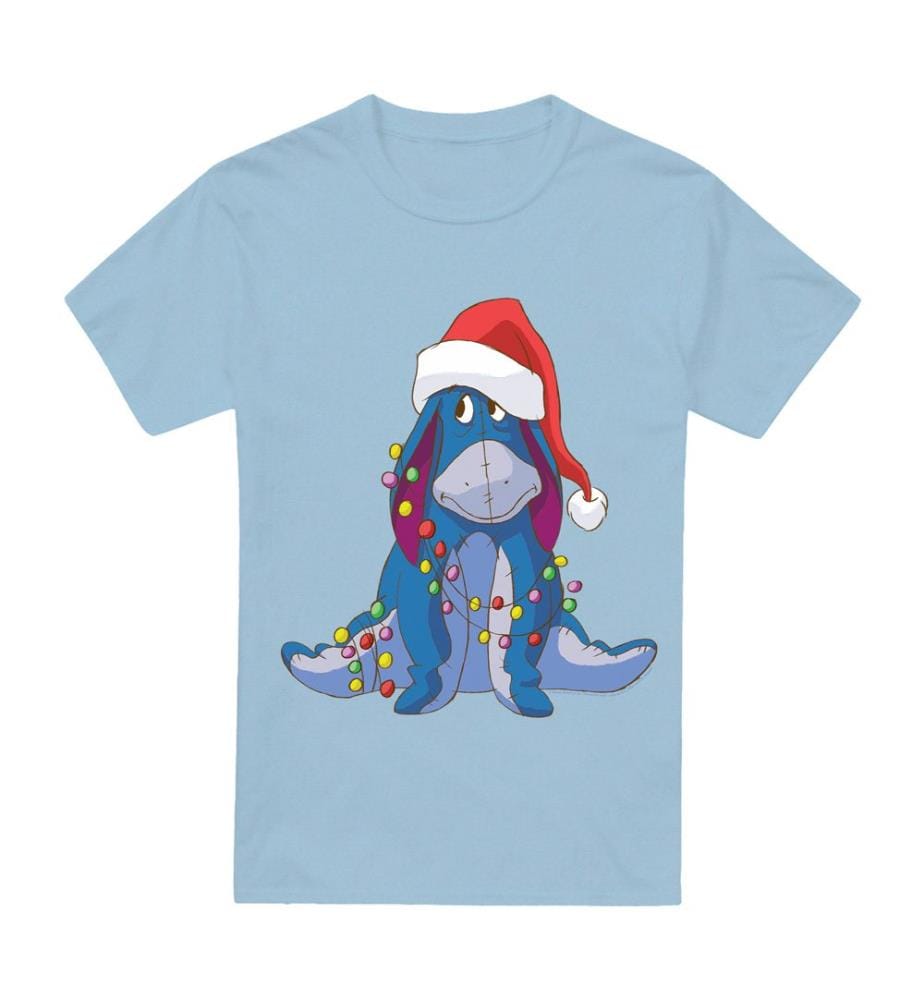 Winnie The Pooh Christmas Light Entangled Eeyore T-Shirt - Hellblau