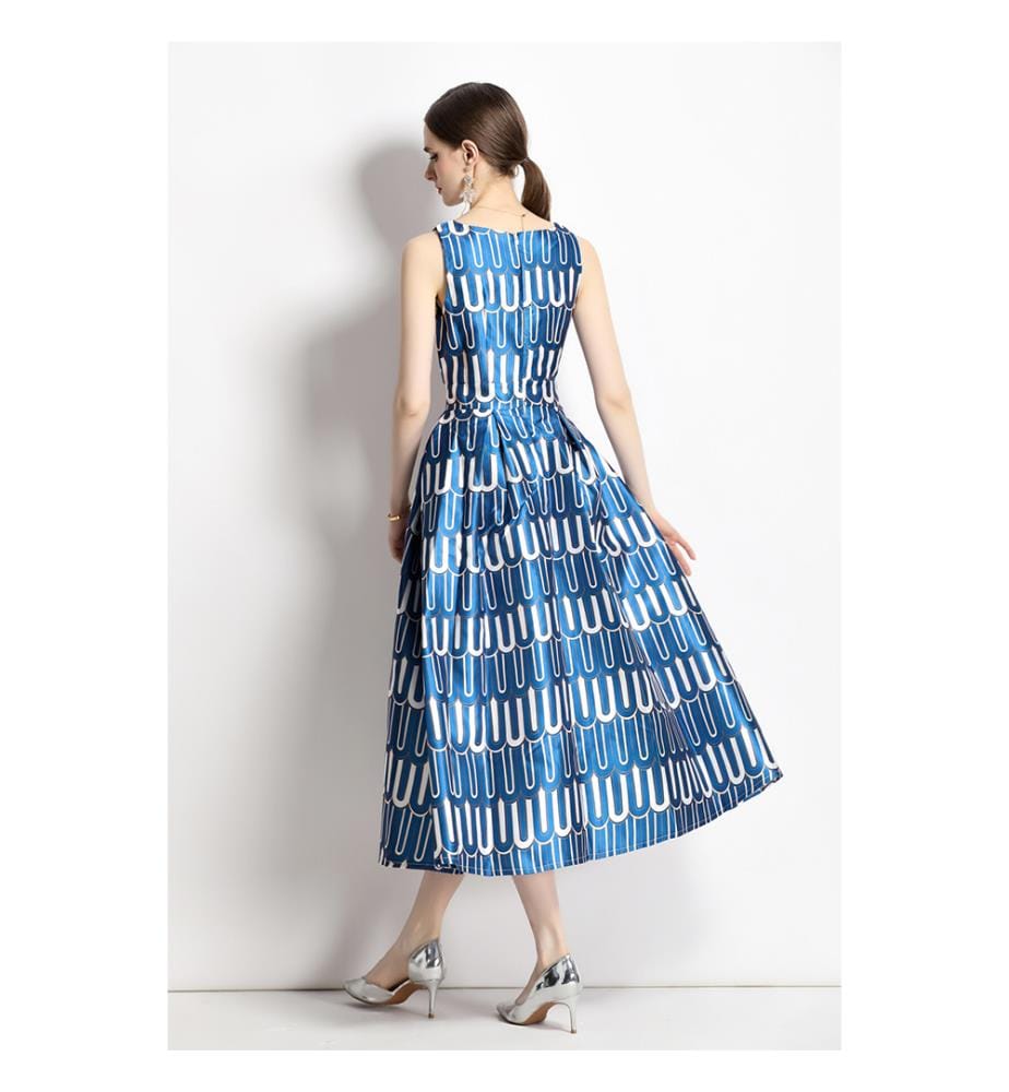 Figurbetontes A-Linien-Tee-Kleid – Blau