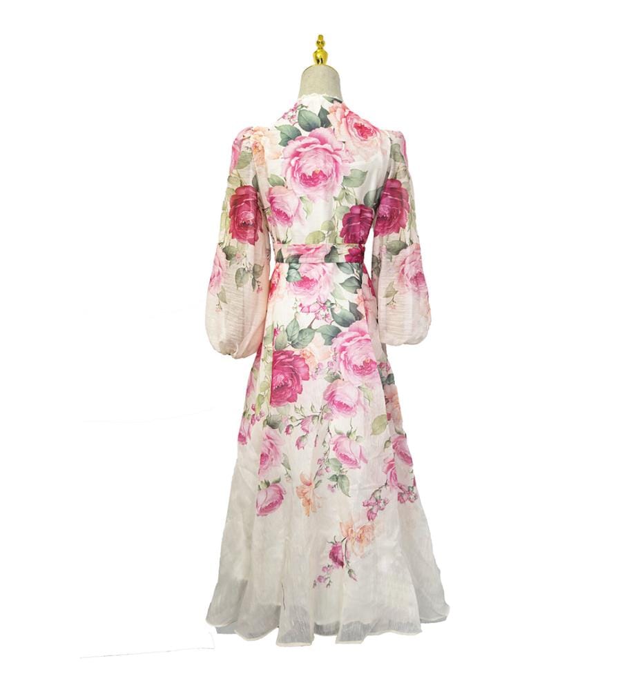Langes Wickelkleid mit Blumenmuster – Floral