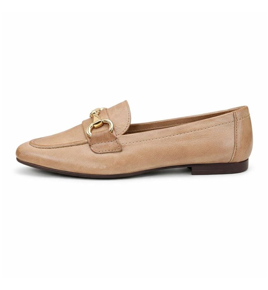Damenmokassins aus Leder - Beige