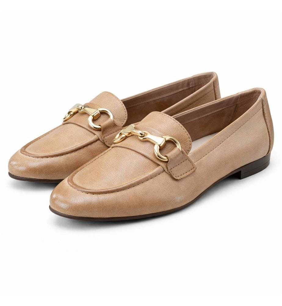 Damenmokassins aus Leder - Beige