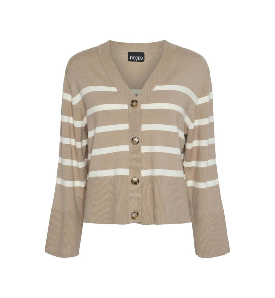 Cardigan lavorato a maglia - Argento-Mink-Bianco