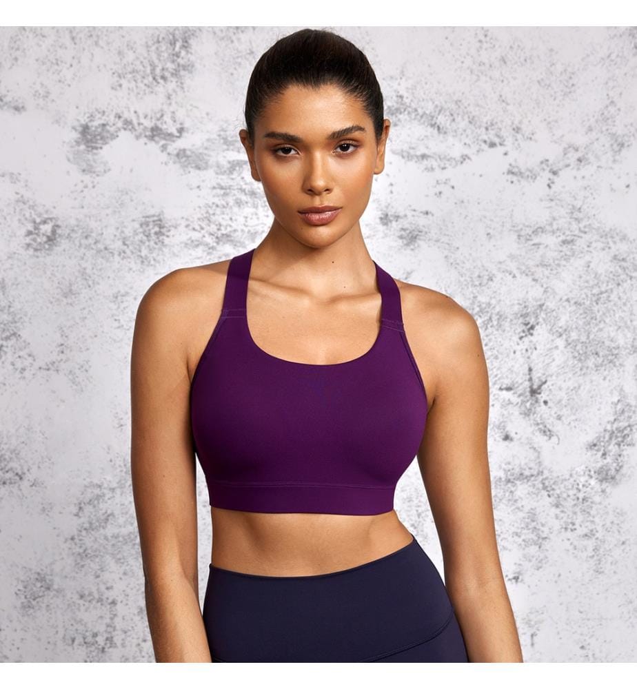 Power On Racerback High Impact Adjustable Padded Wireless Bra - Violet